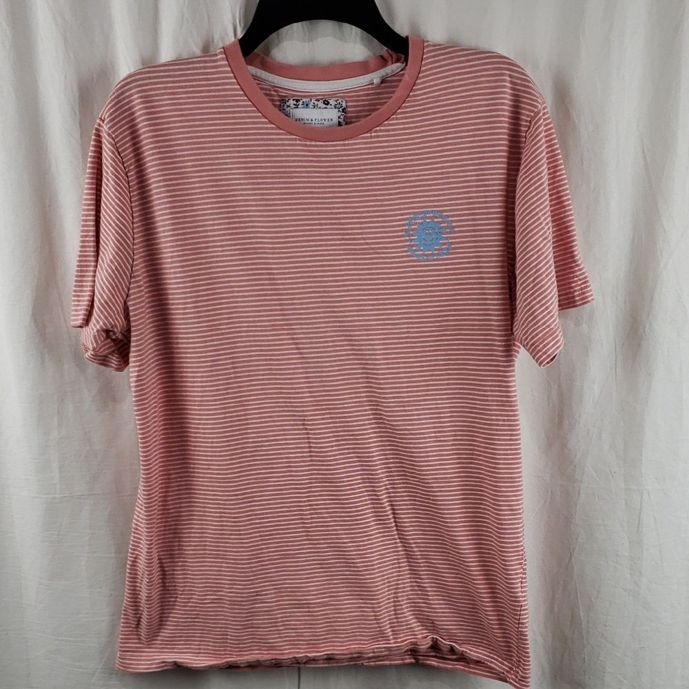 Denim & Flower Ricky Singh Pink & White Striped T-shirt